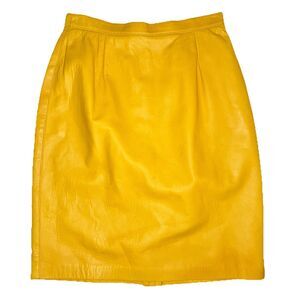 MARGARET GODFREY sz 10 Soft Genuine Leather Skirt  Yellow Canada Vintage Designe